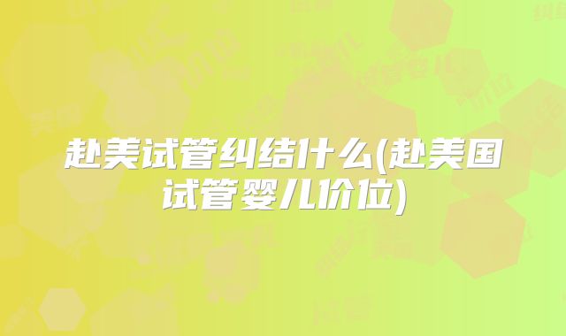 赴美试管纠结什么(赴美国试管婴儿价位)