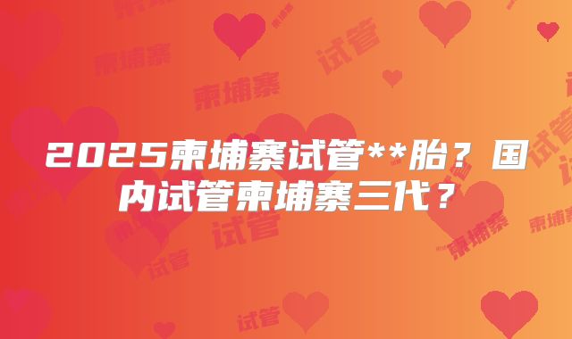 2025柬埔寨试管**胎?国内试管柬埔寨三代?