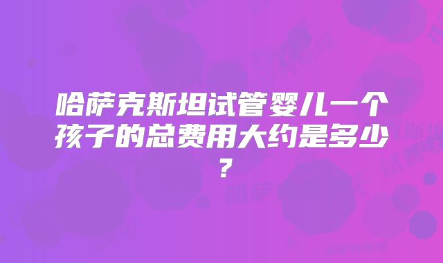 哈萨克斯坦试管婴儿一个孩子的总费用大约是多少？