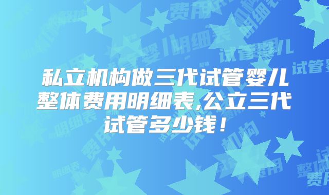私立机构做三代试管婴儿整体费用明细表,公立三代试管多少钱！