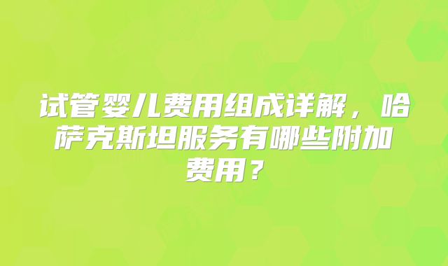 试管婴儿费用组成详解,哈萨克斯坦服务有哪些附加费用?
