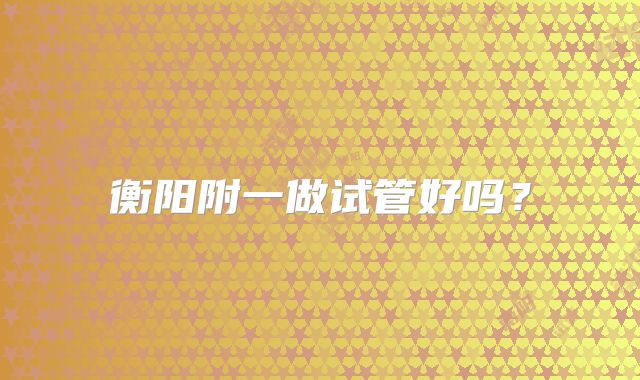 衡阳附一做试管好吗？