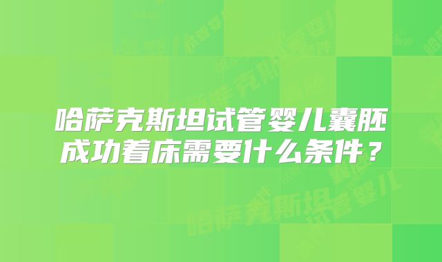 哈萨克斯坦试管婴儿囊胚成功着床需要什么条件？