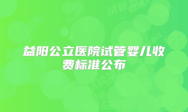 益阳公立医院试管婴儿收费标准公布