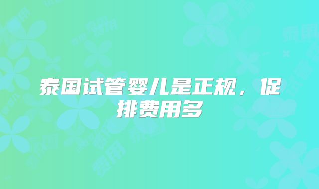 泰国试管婴儿是正规，促排费用多