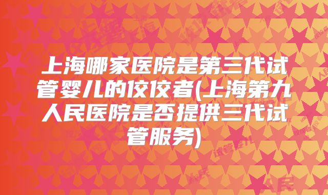 上海哪家医院是第三代试管婴儿的佼佼者(上海第九人民医院是否提供三代试管服务)