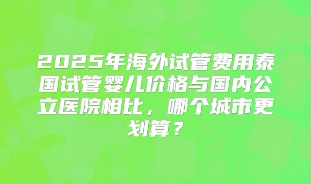 2025年海外试管费用泰国试管婴儿价格与国内公立医院相比,哪个城市更划算?