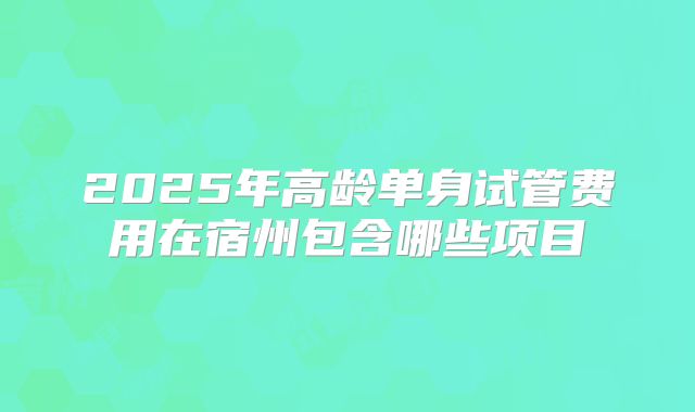 2025年高龄单身试管费用在宿州包含哪些项目