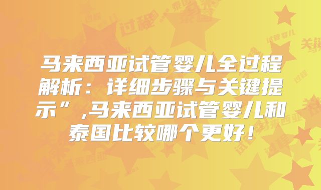 马来西亚试管婴儿全过程解析:详细步骤与关键提示”,马来西亚试管婴儿和泰国比较哪个更好!