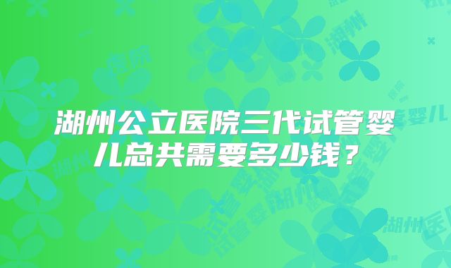 湖州公立医院三代试管婴儿总共需要多少钱?