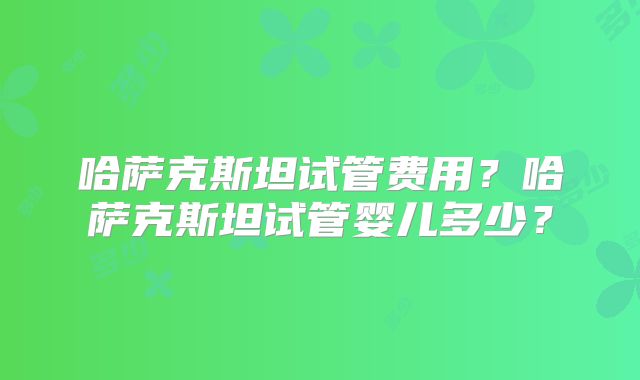 哈萨克斯坦试管费用?哈萨克斯坦试管婴儿多少?
