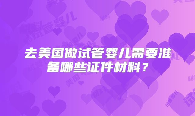 去美国做试管婴儿需要准备哪些证件材料?