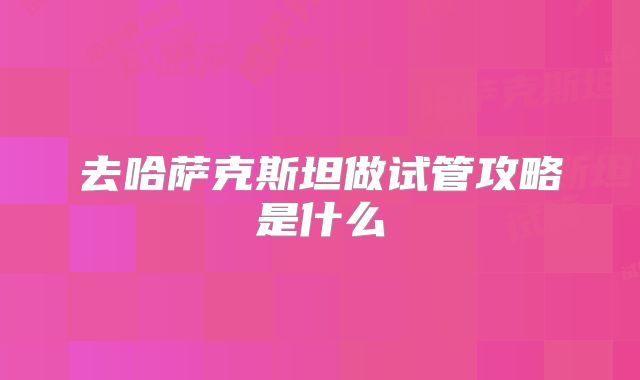 去哈萨克斯坦做试管攻略是什么
