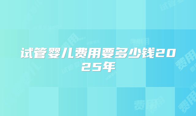试管婴儿费用要多少钱2025年
