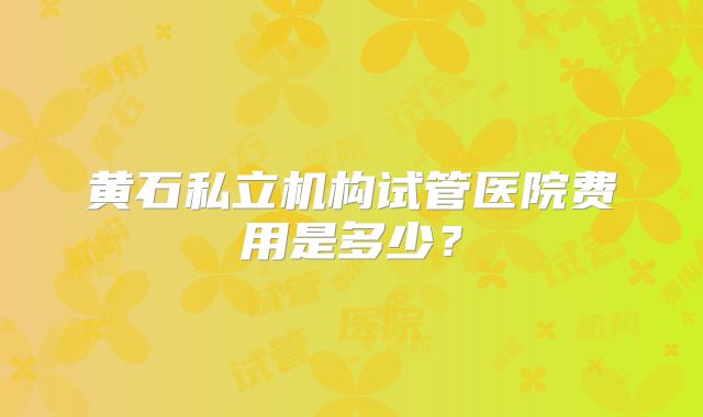 黄石私立机构试管医院费用是多少?