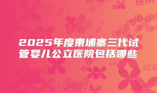 2025年度柬埔寨三代试管婴儿公立医院包括哪些