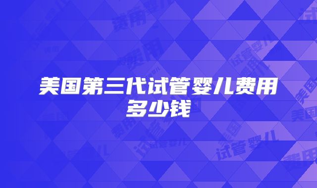美国第三代试管婴儿费用多少钱