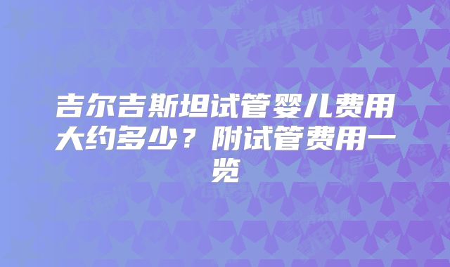 吉尔吉斯坦试管婴儿费用大约多少？附试管费用一览