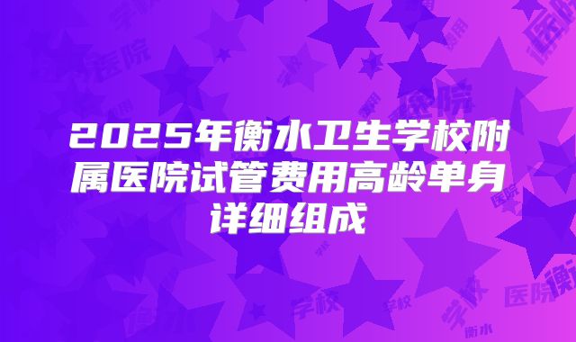 2025年衡水卫生学校附属医院试管费用高龄单身详细组成