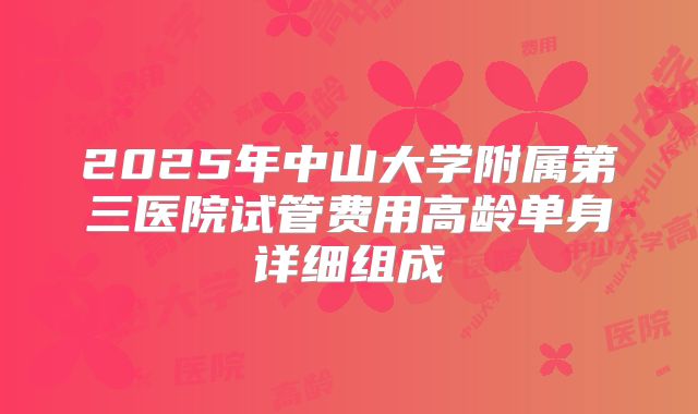 2025年中山大学附属第三医院试管费用高龄单身详细组成