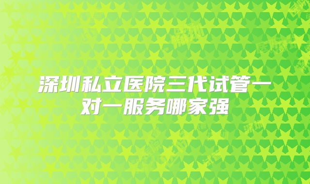 深圳私立医院三代试管一对一服务哪家强