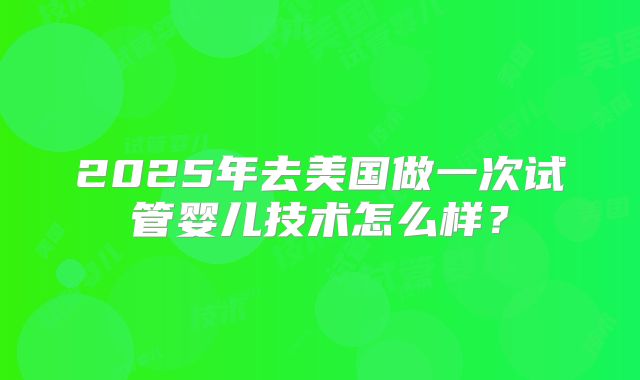 2025年去美国做一次试管婴儿技术怎么样？