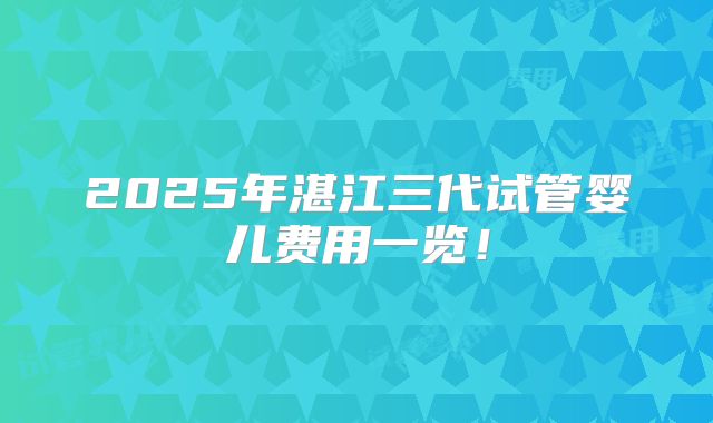 2025年湛江三代试管婴儿费用一览!