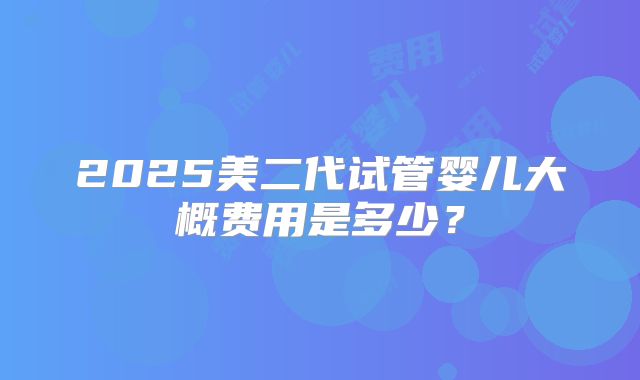 2025美二代试管婴儿大概费用是多少?
