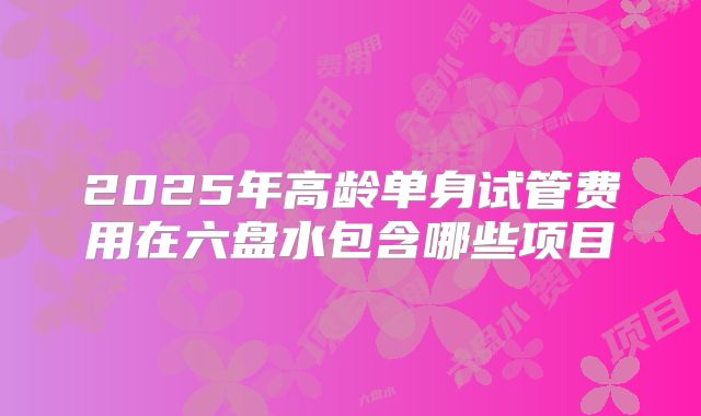 2025年高龄单身试管费用在六盘水包含哪些项目