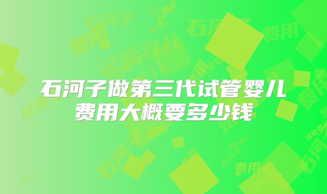 石河子做第三代试管婴儿费用大概要多少钱