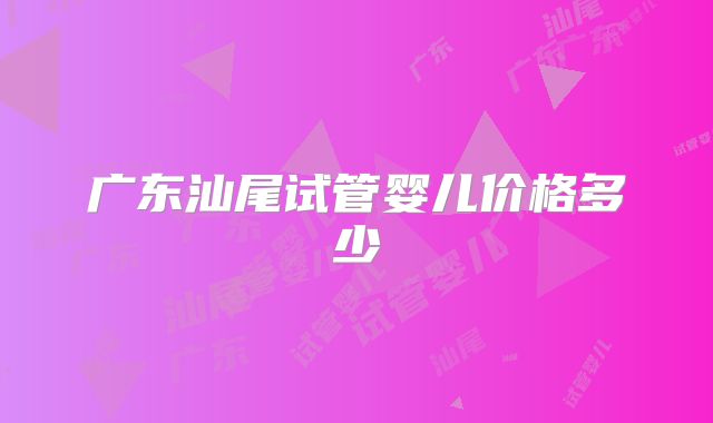 广东汕尾试管婴儿价格多少