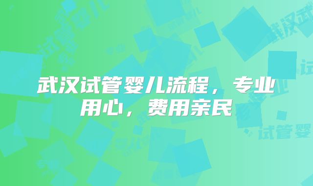 武汉试管婴儿流程，专业用心，费用亲民