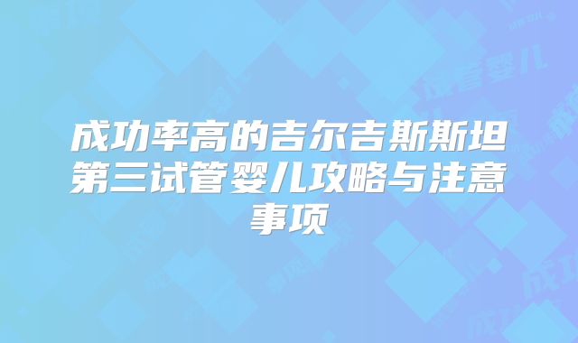 成功率高的吉尔吉斯斯坦第三试管婴儿攻略与注意事项