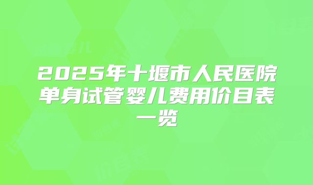2025年十堰市人民医院单身试管婴儿费用价目表一览