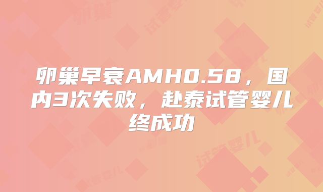 卵巢早衰AMH0.58,国内3次失败,赴泰试管婴儿终成功