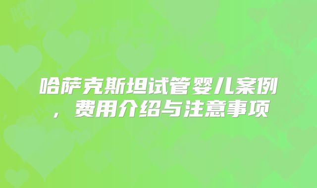 哈萨克斯坦试管婴儿案例，费用介绍与注意事项