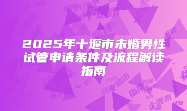 2025年十堰市未婚男性试管申请条件及流程解读指南