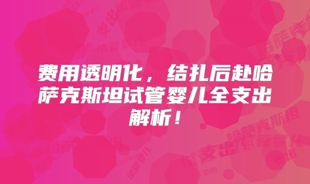 费用透明化，结扎后赴哈萨克斯坦试管婴儿全支出解析！