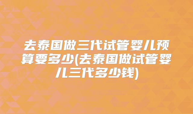 去泰国做三代试管婴儿预算要多少(去泰国做试管婴儿三代多少钱)