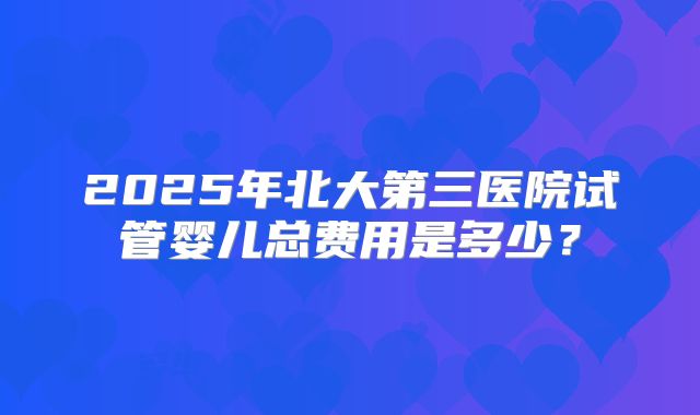 2025年北大第三医院试管婴儿总费用是多少?