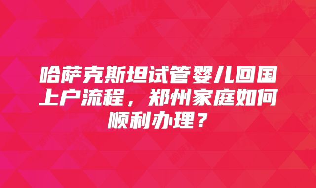 哈萨克斯坦试管婴儿回国上户流程,郑州家庭如何顺利办理?
