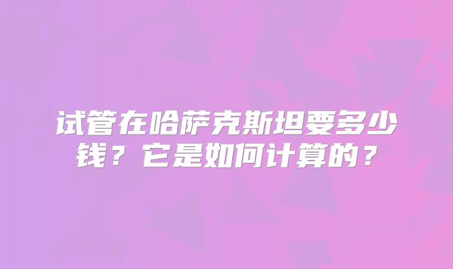 试管在哈萨克斯坦要多少钱？它是如何计算的？