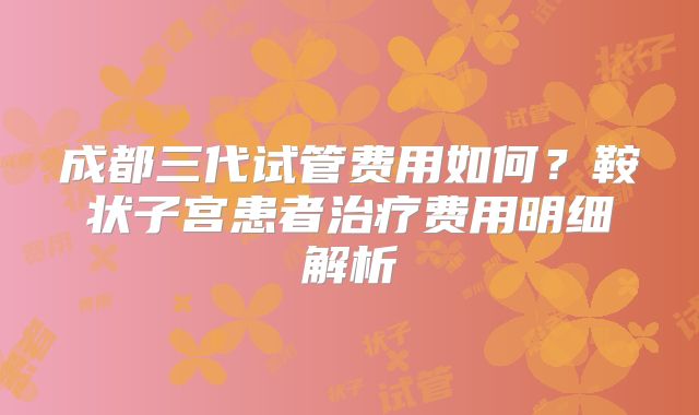 成都三代试管费用如何?鞍状子宫患者治疗费用明细解析