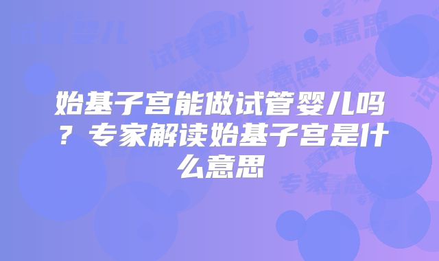 始基子宫能做试管婴儿吗?专家解读始基子宫是什么意思