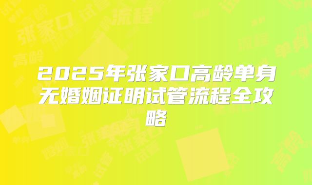 2025年张家口高龄单身无婚姻证明试管流程全攻略