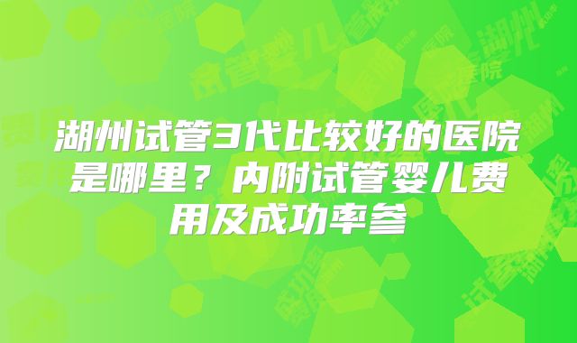 湖州试管3代比较好的医院是哪里？内附试管婴儿费用及成功率参