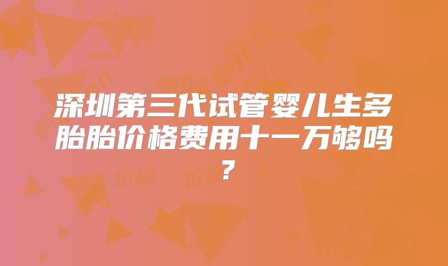 深圳第三代试管婴儿生多胎胎价格费用十一万够吗?