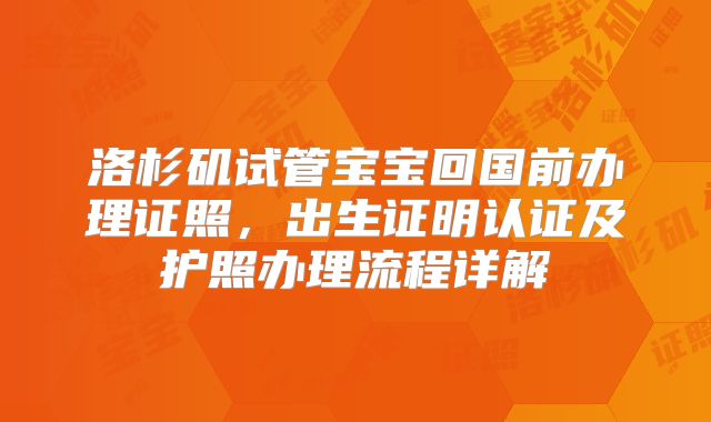 洛杉矶试管宝宝回国前办理证照,出生证明认证及护照办理流程详解
