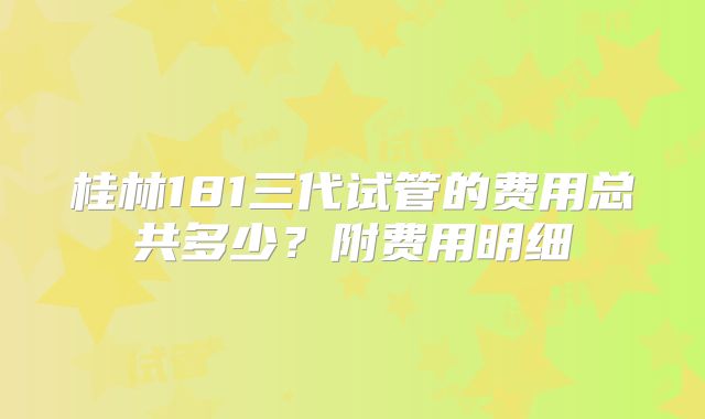桂林181三代试管的费用总共多少?附费用明细