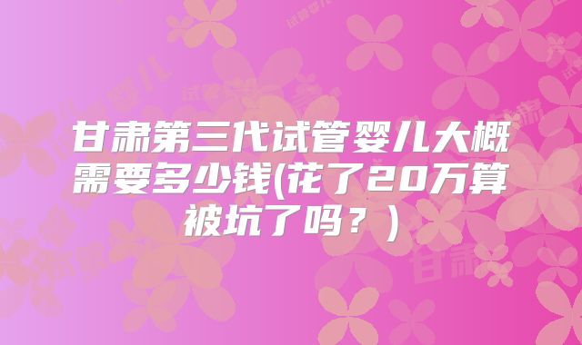 甘肃第三代试管婴儿大概需要多少钱(花了20万算被坑了吗?)